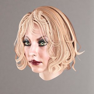 3D female hair 3 colors model