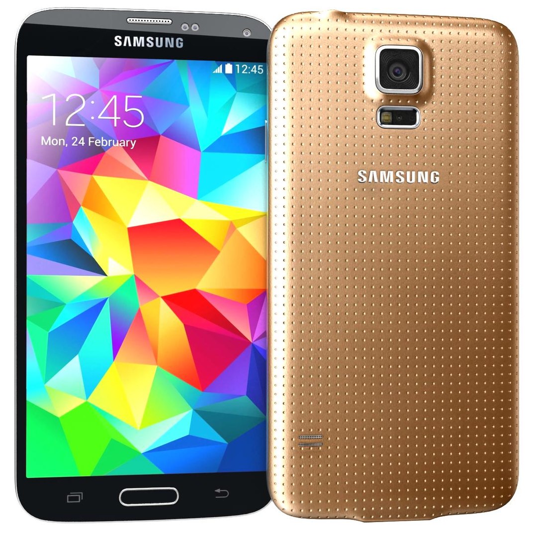 3d Samsung Galaxy S5 Gold Model