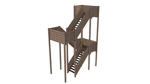 Wooden Stairway 3D