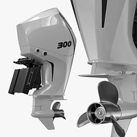 V8 Outboard Engine 300HP White