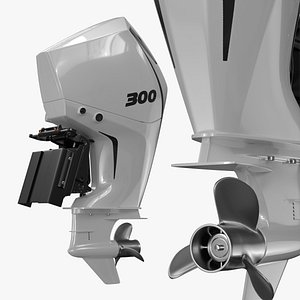 V8 Outboard Engine 300HP White