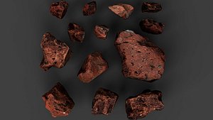 3D broken bricks debris scatter detail PBR photogrammetry