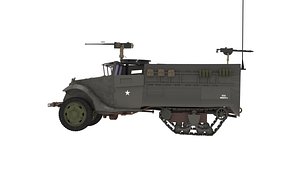 3D WW2 American M3A1 Troop Carrier Halftrack model