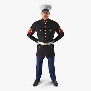 3D usmc marine officer wearing