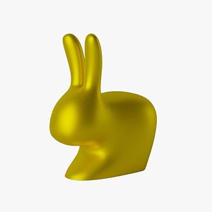 3D Gold Rabbit Decor model