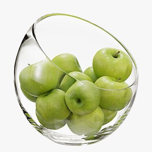 Large Slant Fruit Bowl granny smith apple