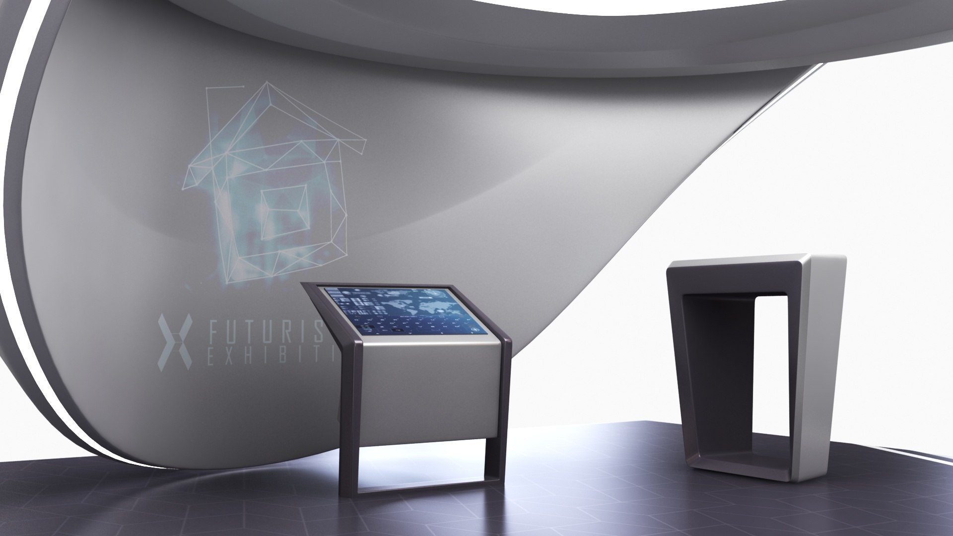3D model Futuristic Exhibition Stand Collection 8 https://p.turbosquid.com/ts-thumb/3m/dXx1Ia/80/futuristicexhibitionstand114/jpg/1653738151/1920x1080/fit_q87/c41f163339a85cd8ea3d10837fb32ada64e51f85/futuristicexhibitionstand114.jpg