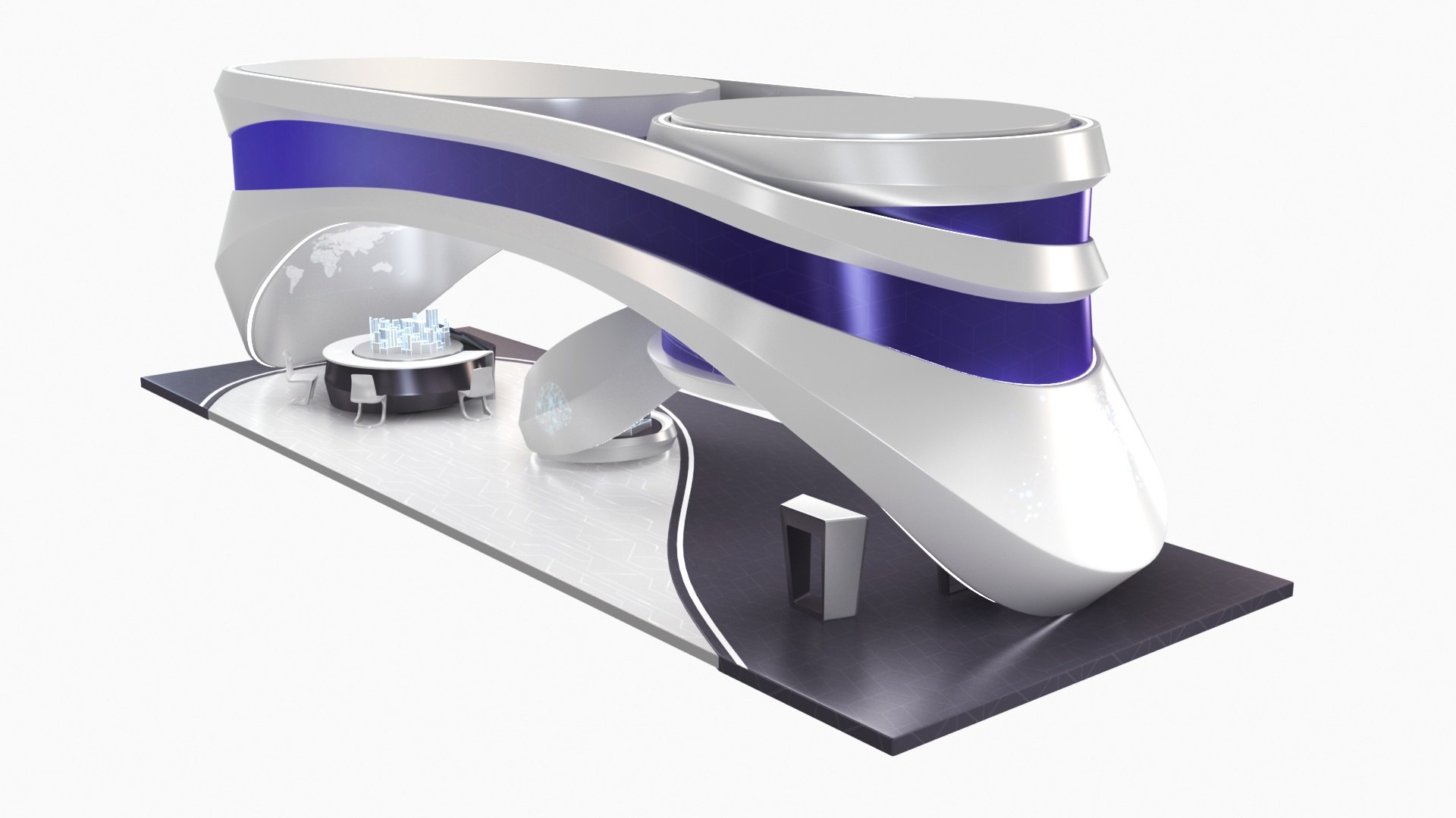 3D model Futuristic Exhibition Stand Collection 8 https://p.turbosquid.com/ts-thumb/3m/dXx1Ia/Cy/futuristicexhibitionstand118/jpg/1653738149/1920x1080/fit_q87/dcb794daa077ce8961a0111d3144b6a2ea996021/futuristicexhibitionstand118.jpg