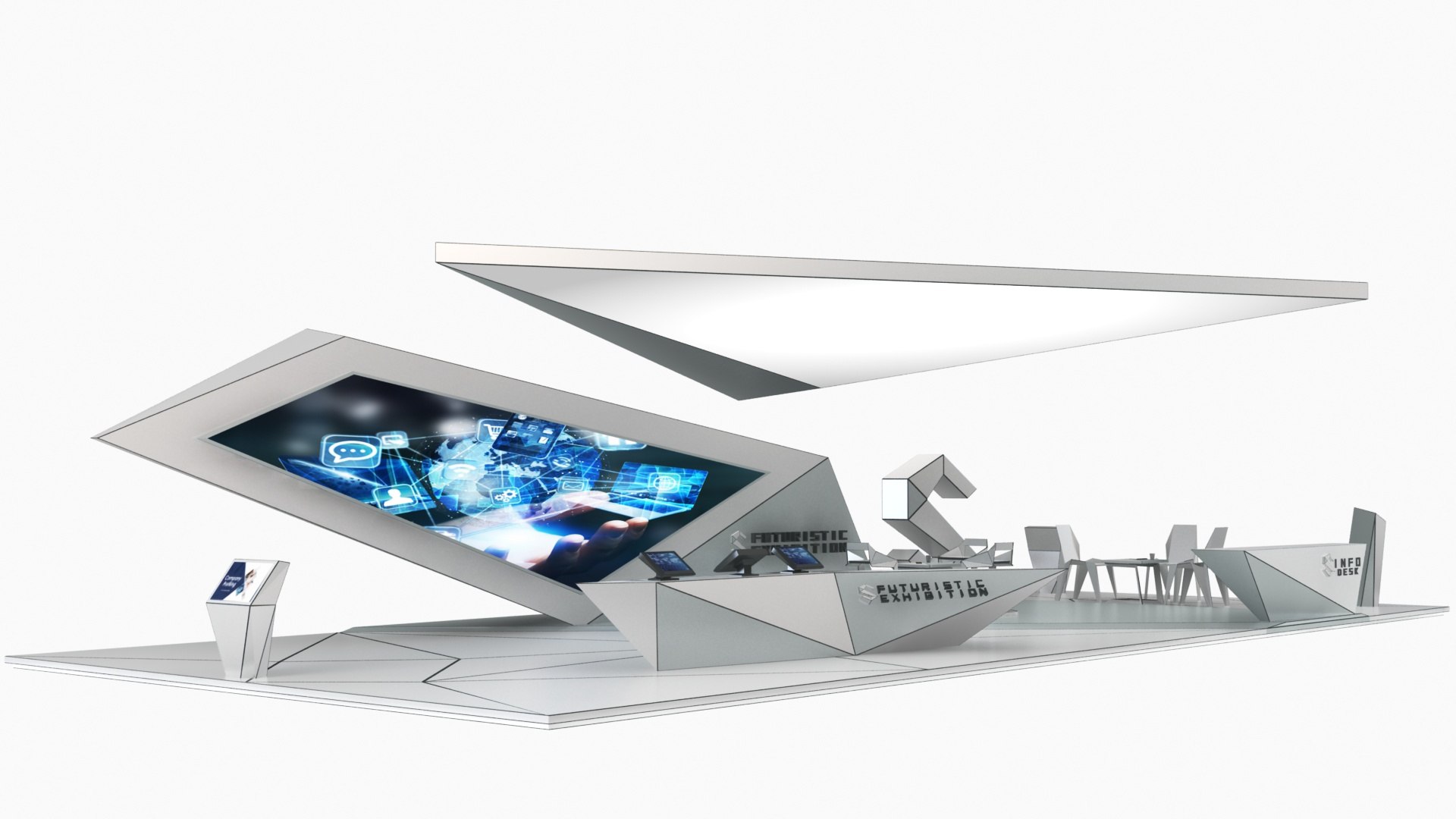 3D model Futuristic Exhibition Stand Collection 8 https://p.turbosquid.com/ts-thumb/3m/dXx1Ia/Rh/futuristicexhibitionstand132/jpg/1653388566/1920x1080/fit_q87/16a95c2eb7d5cd94e2e8ae18dca7b732292d14e3/futuristicexhibitionstand132.jpg