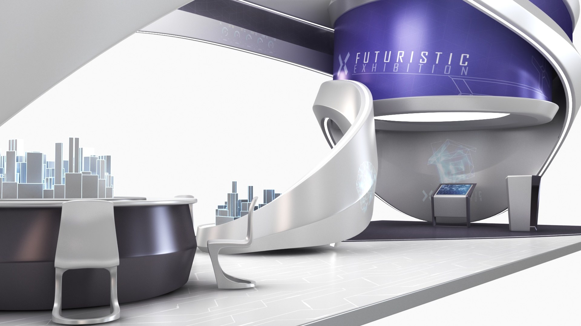 3D model Futuristic Exhibition Stand Collection 8 https://p.turbosquid.com/ts-thumb/3m/dXx1Ia/Tu/futuristicexhibitionstand116/jpg/1653738157/1920x1080/fit_q87/5343de828a335edc4066d98db12729b4e457ea60/futuristicexhibitionstand116.jpg
