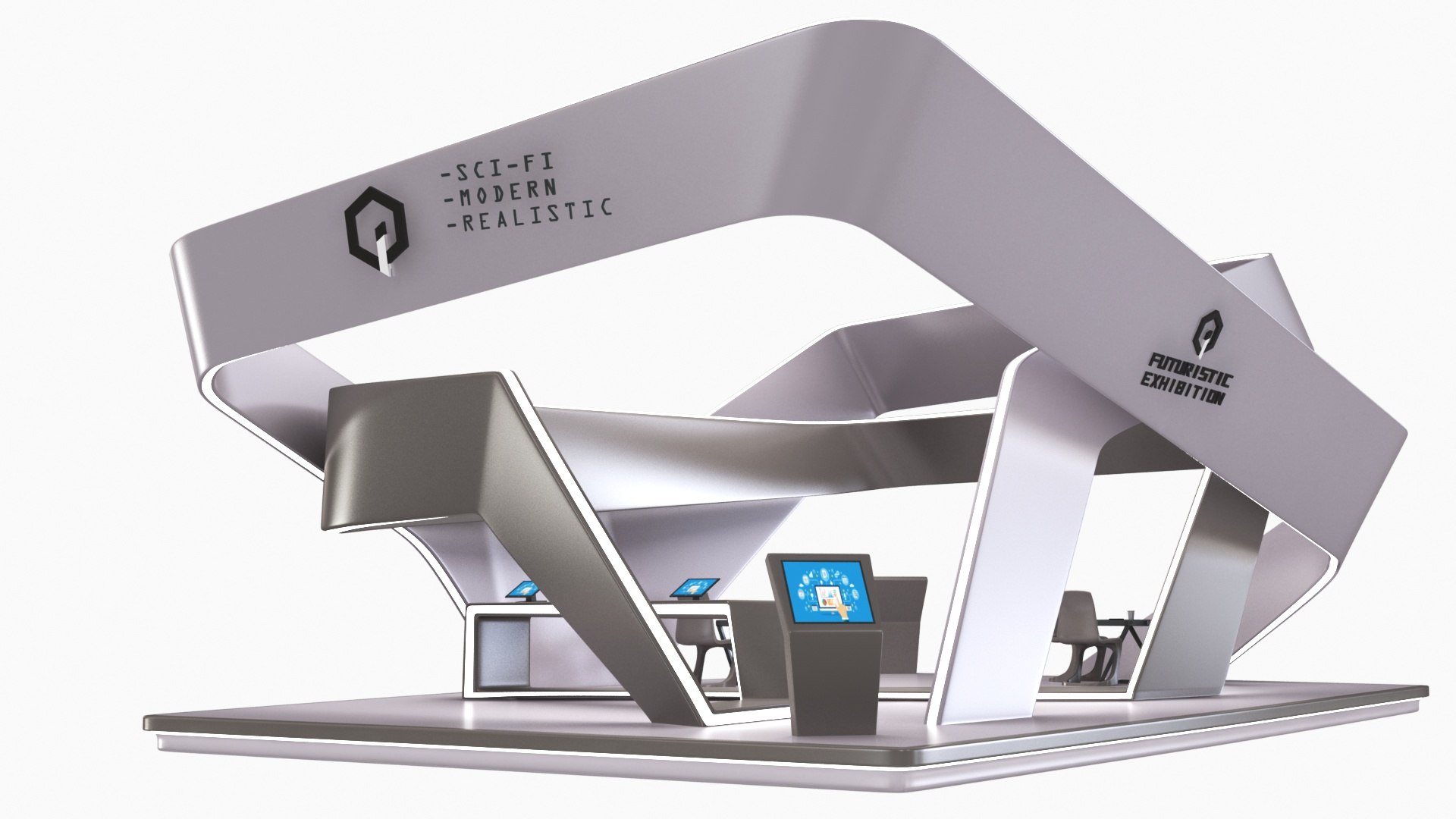3D model Futuristic Exhibition Stand Collection 8 https://p.turbosquid.com/ts-thumb/3m/dXx1Ia/uZ/futuristicexhibitionstand184/jpg/1653738177/1920x1080/fit_q87/d65f9d726b3141e4b99e2bfef1137f4015cba095/futuristicexhibitionstand184.jpg