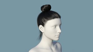 realistic female hair 3D model