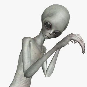 3D Super-Realistic Gray Alien 3D Animation - Waving