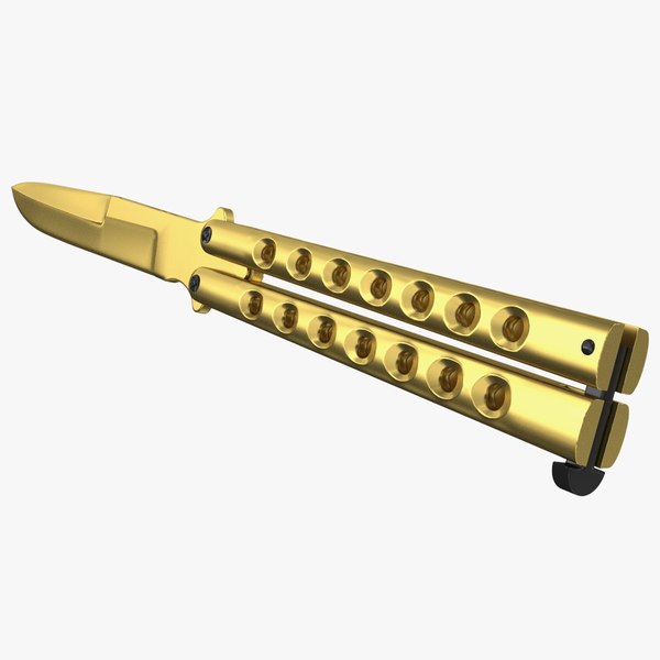 3D Balisong Butterfly Knife Gold model