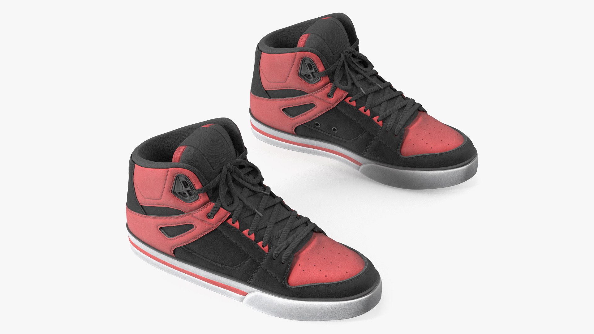 Skateboarding Street Shoes Black Red 3D model preview