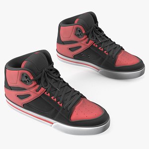Skateboarding Street Shoes Black Red 3D model