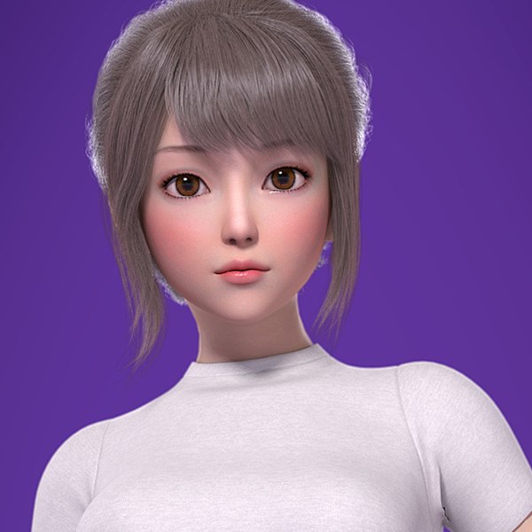 3D 3D Cartoon Girl Female Student rigged