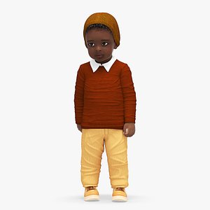 Black Toddler Boy Everyday Autumn Style Standing 3D model