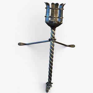 3d model metal medieval torch