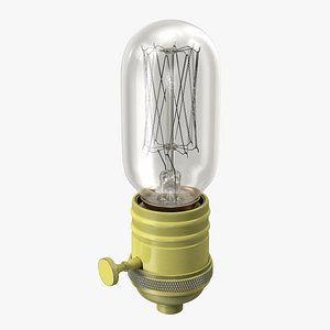 Brass Lamp Holder with Light Bulb 3D model