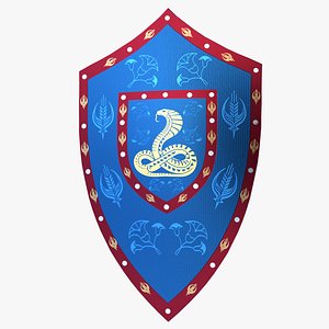 Medieval Fantasy Shield Snake Emblem Low Poly PBR 3D Model model