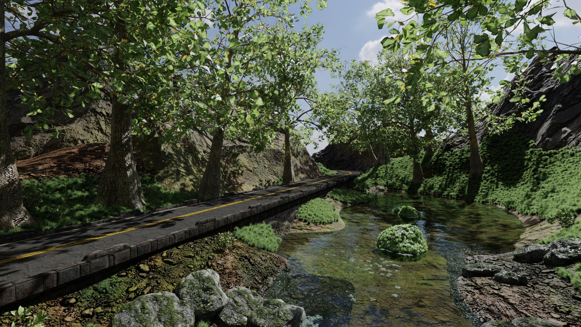 3D Model Waterfall Bridge Scene - TurboSquid 1737439