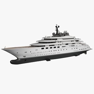 3D Blue Lurssen Superyacht Night Scene model
