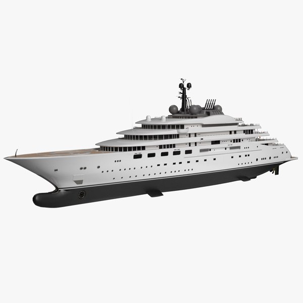 3D Blue Lurssen Superyacht Night Scene model