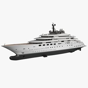Blue Lurssen Superyacht Night Scene
