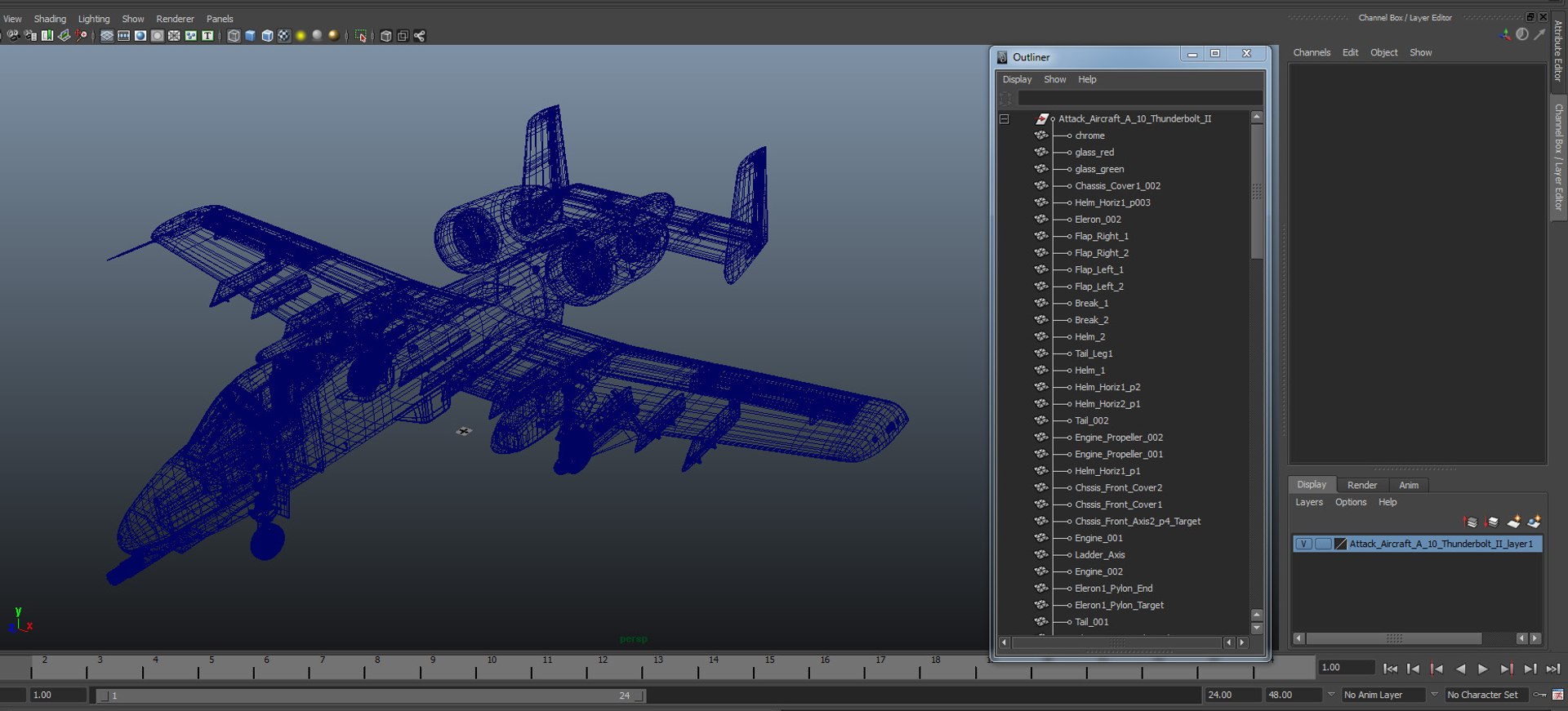 Attack Aircraft A-10 Thunderbolt II 3D model preview