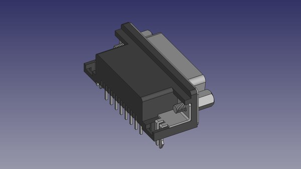 DB15 male connector elbow through hole 3D model - TurboSquid 1990164