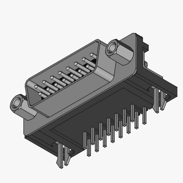 DB15 male connector elbow through hole 3D model - TurboSquid 1990164