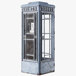Dirty Telephone booth with payphone AMT-47 3D model