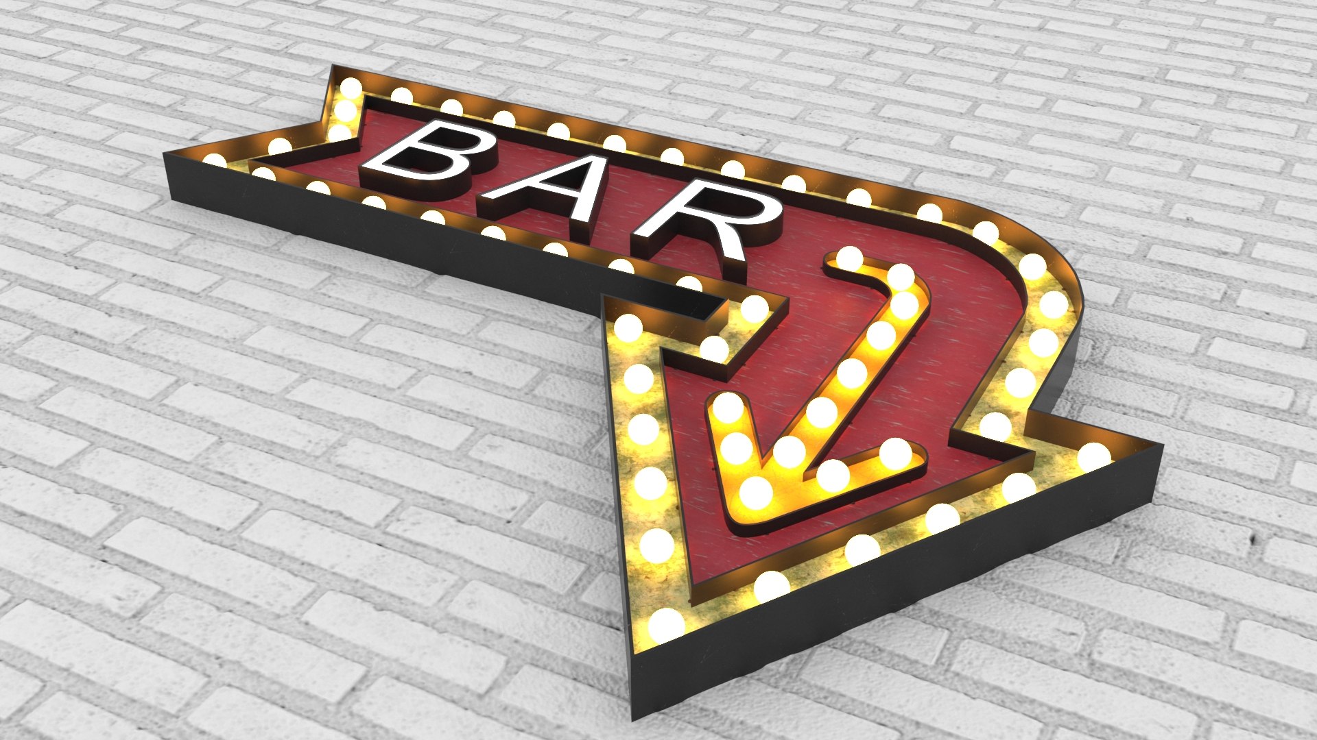 3D Large Light Letters Bar - TurboSquid 1350037