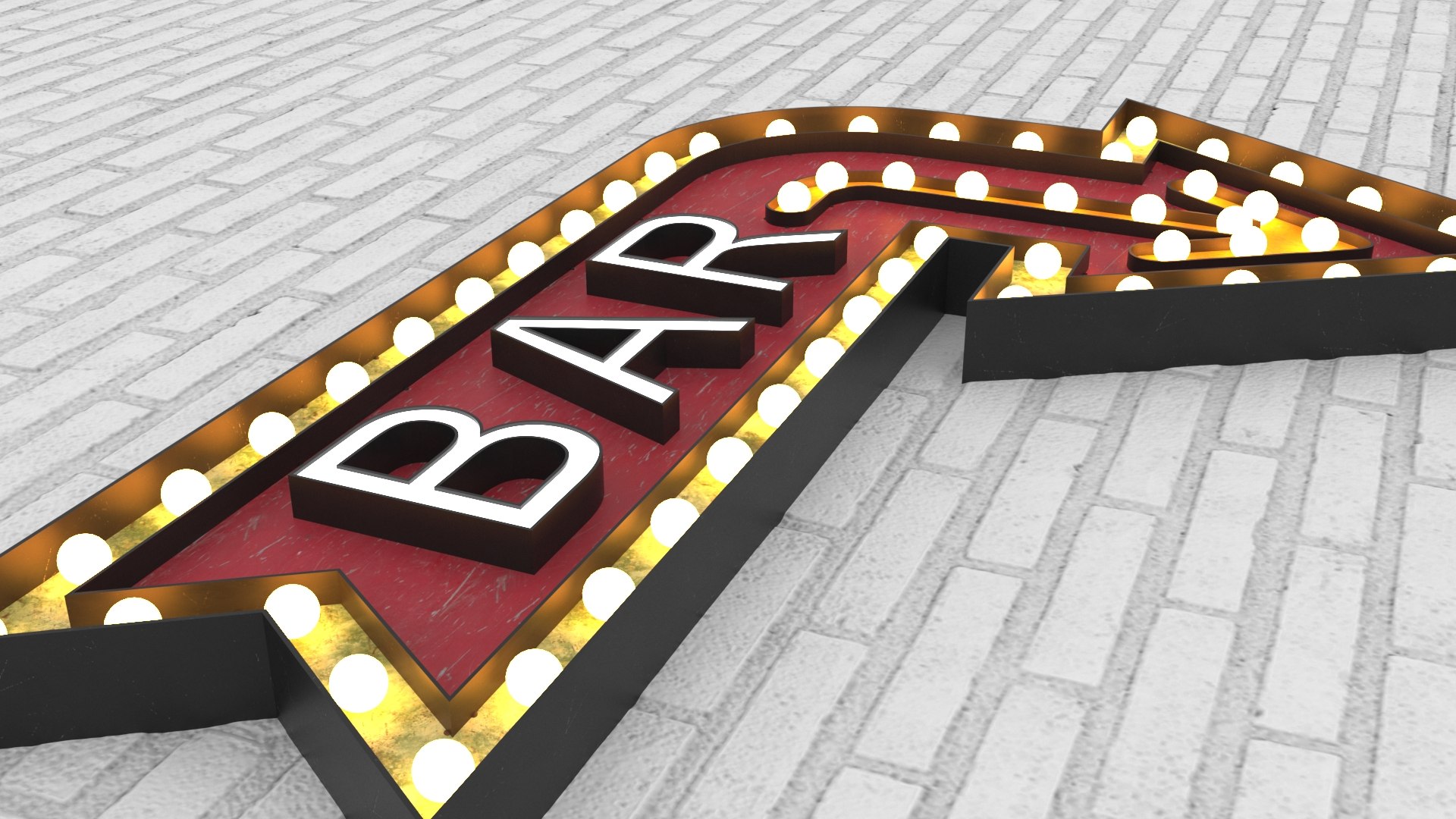 3D Large Light Letters Bar - TurboSquid 1350037
