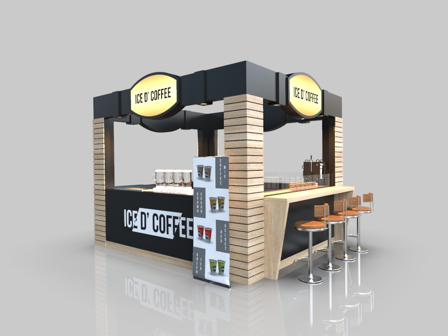 Coffee Shop Set BLENDER 3D Model Cycles 3D model