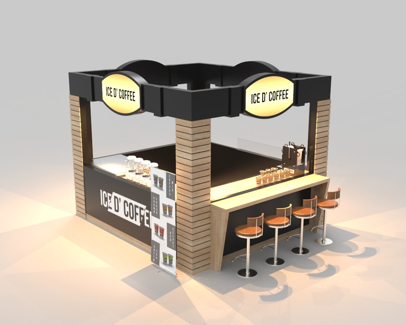 udzign on X: 3D Model Coffe Stall Booth - Coffee Cart - Coffee Stand  Download Now !  #coffee #stall #booth #beverage #3d # stand #cart #coffeebike #coffeestall  / X