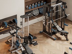 3D Home Gym Strength Training Equipment Collection 3D Model