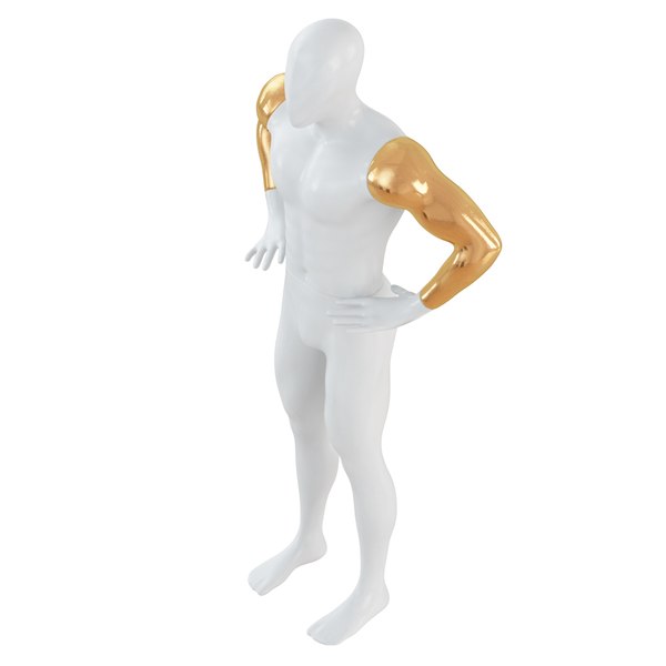 3D abstract white mannequin golden model
