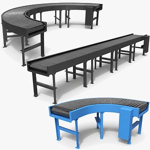 3D Industrial Roller Conveyor with Steel Rollers Collection model