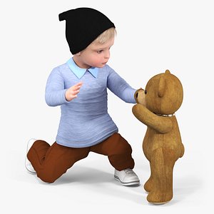 Kid and Stuffed Teddy Bear