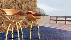 3D LEATHER STOOL HIGH - LUX
