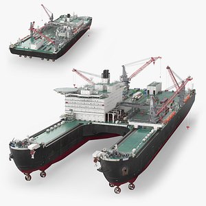 3D Pipe-Laying Construction Vessel Rigged model