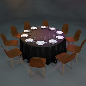 003 Table 2m 10 chairs dark
