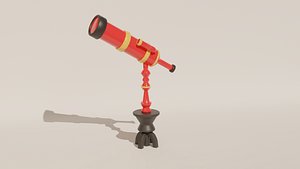 Lowpoly stylized telescope 3D model