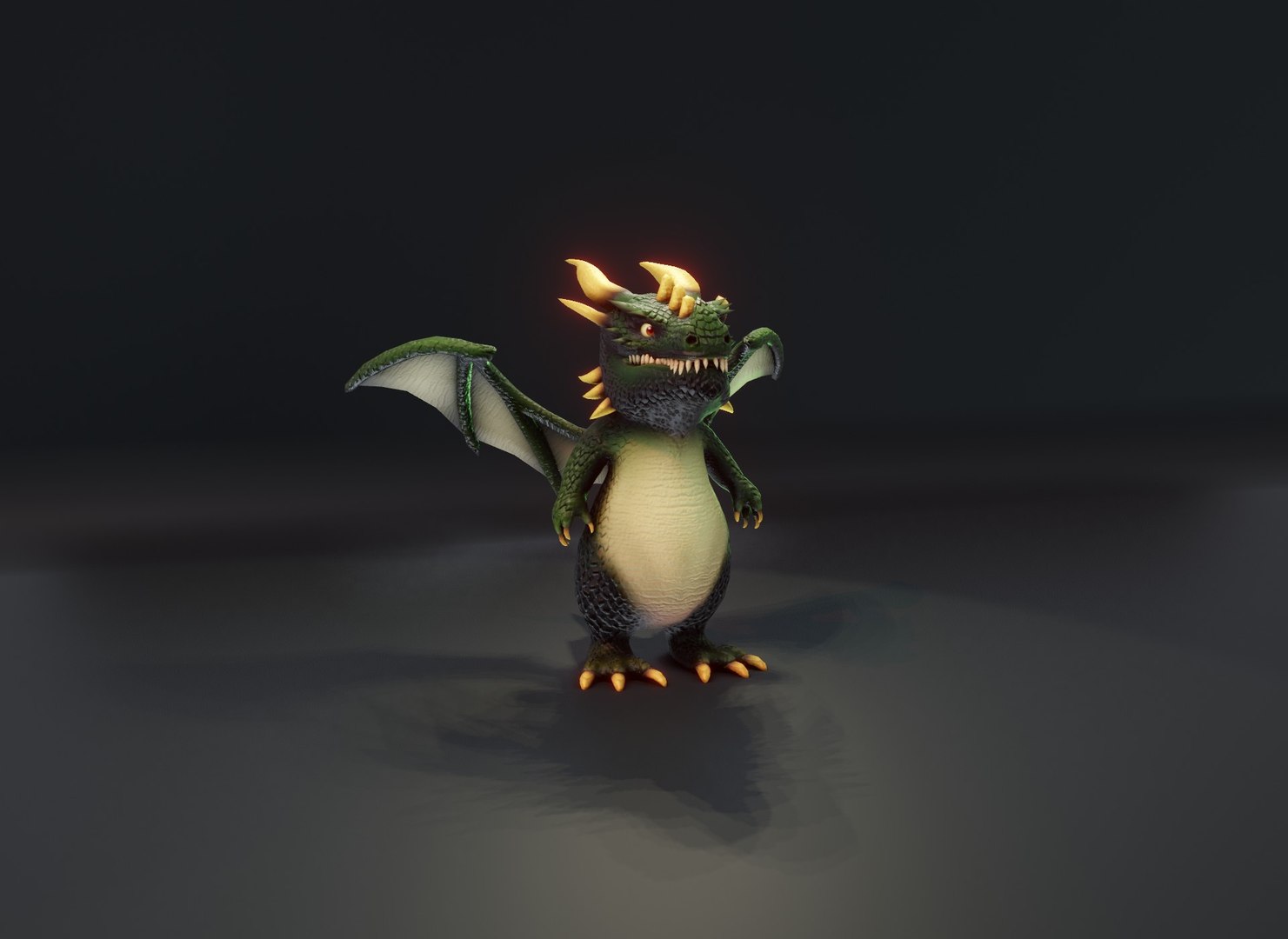 Cartoon Green Dragon Animated 3D Model With Music Sound Effects 3D ...