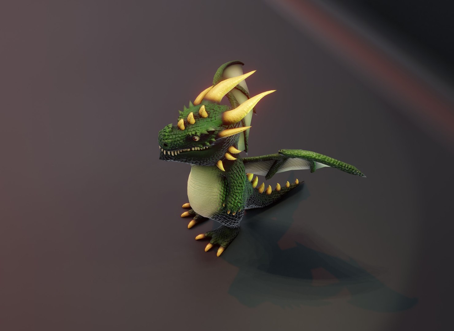 Cartoon Green Dragon Animated 3D Model With Music Sound Effects 3D ...