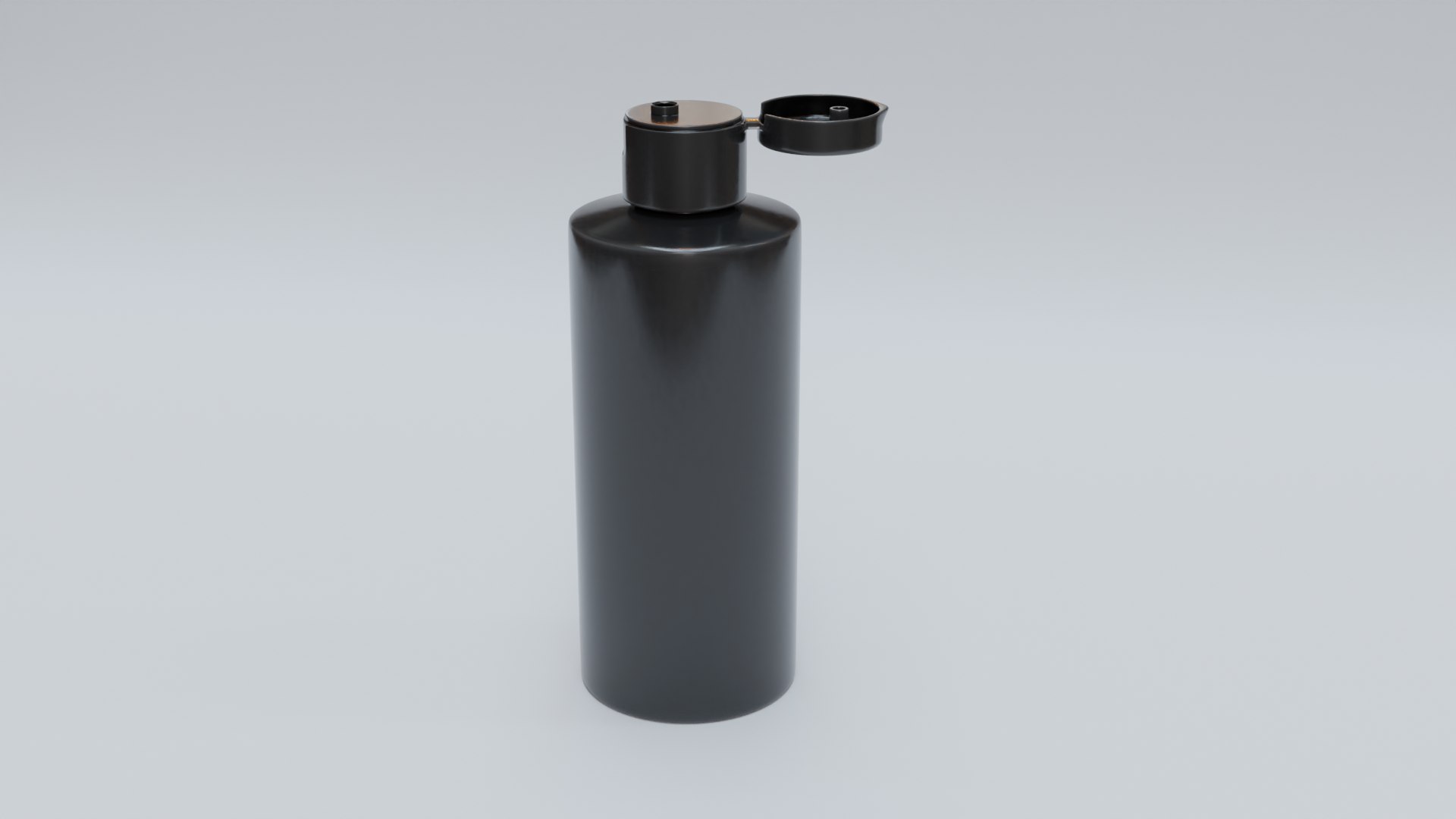 3D Model Black Plastic Cylinder Bottle With Flip Cap - TurboSquid 2131529