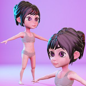 Stylized Cartoon Child Girl 3D model
