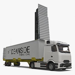 3D Ballistic Missile Container on Semi Trailer with Truck
